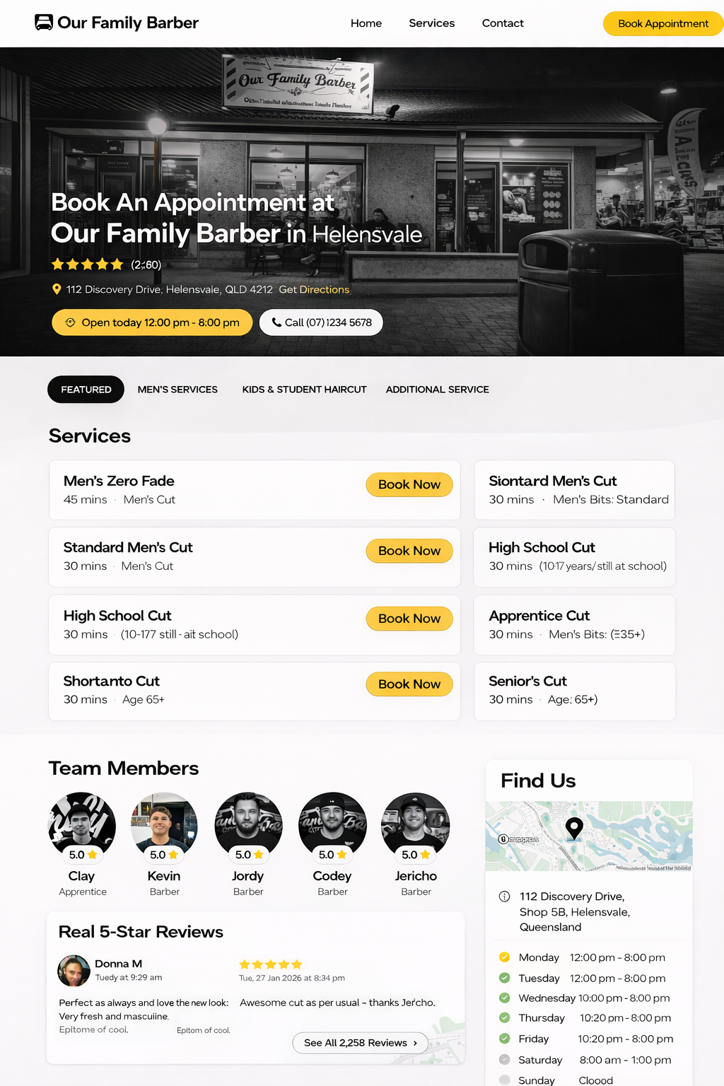 Our Family Barber website preview